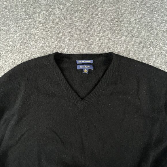 Club Room 100% Cashmere V-Neck Sweater Mens Sz XL Black Cashmere Pullover Luxury - Picture 2 of 8